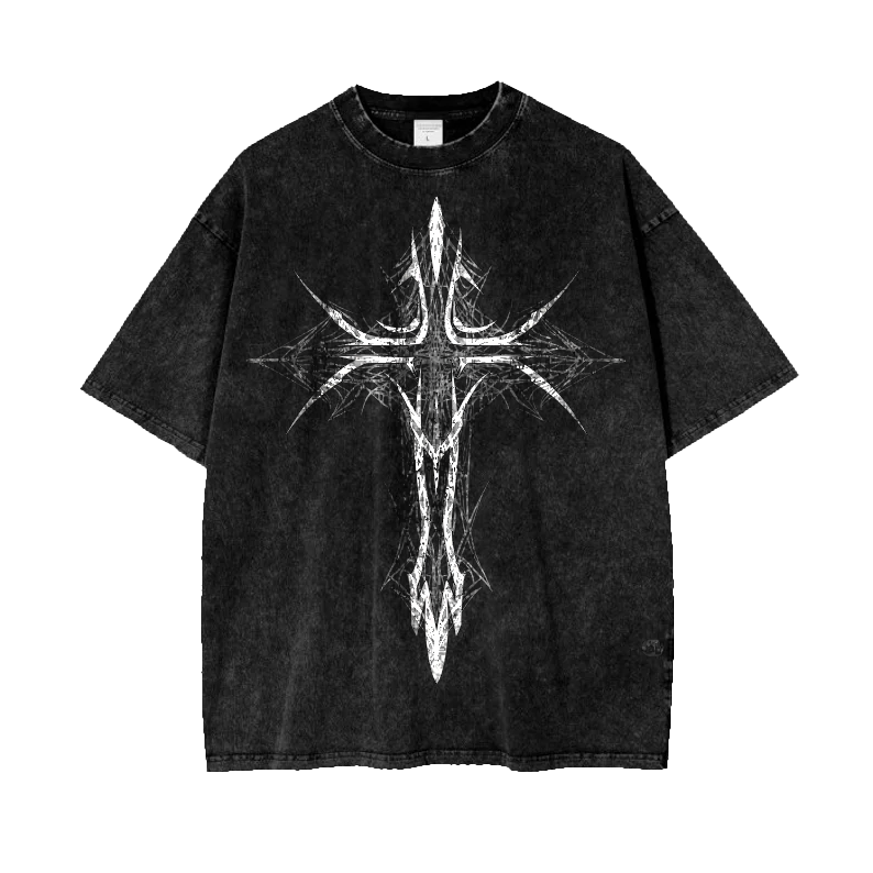 Crucifix OverSized Anime Back Print T